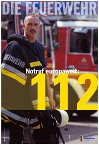 Plakat “Notruf 112 - Europaweit” des Deutschen Feuerwehrverbandes